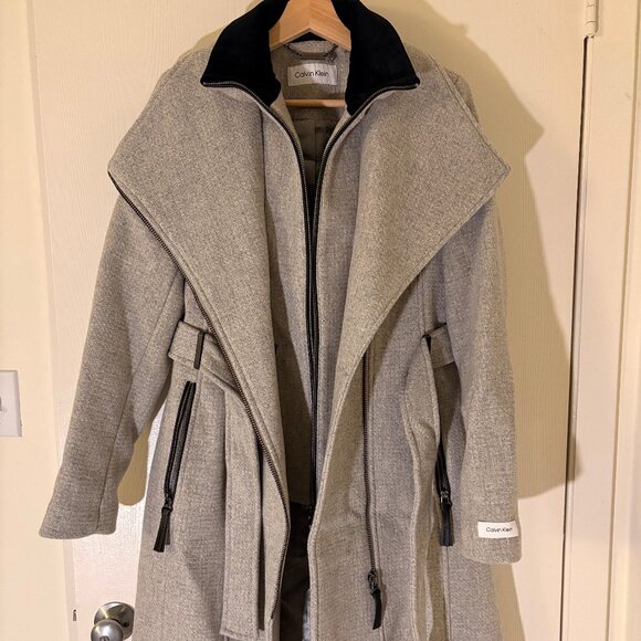 Calvin Klein Wool Blend Wrap Coat - Picture 1 of 7